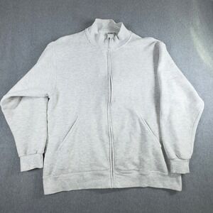 Vintage Lee Heavyweight Sweater Mens Large Gray Full Zip Neck Pockets